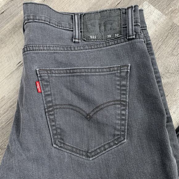 Levi’s 511 Jeans Mens 38x32 Slim Straight Grey/Soft Black Wash Stretch 5-Pocket - Picture 6 of 7